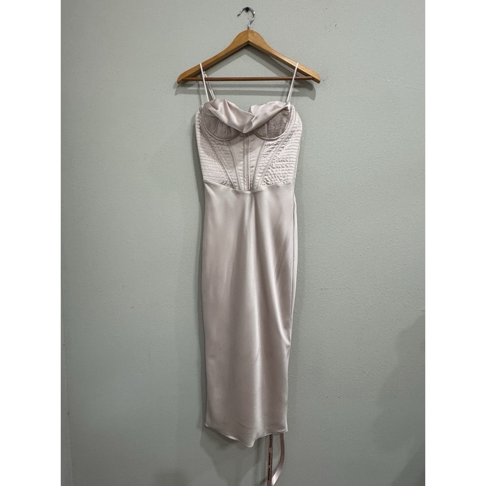 HOUSE OF‎ CB Myrna Corset Dress In Light Pink Satin Size Small